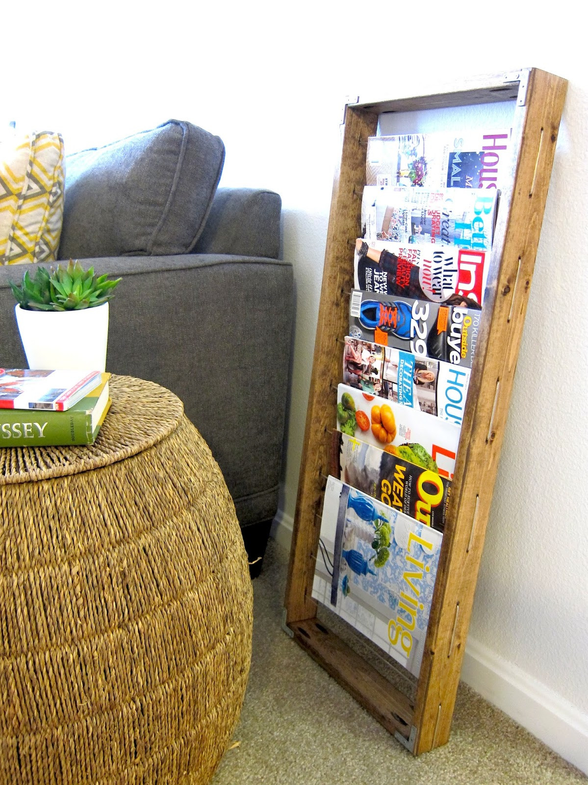 DIY Wall Magazine Rack
 Inspired Whims DIY Magazine Rack