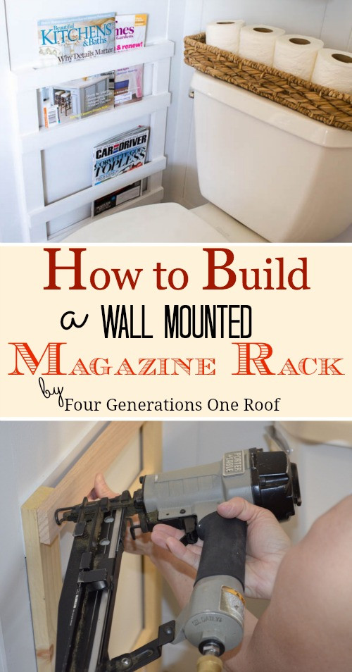 DIY Wall Magazine Rack
 Bathroom DIY Magazine Rack tutorial Four Generations