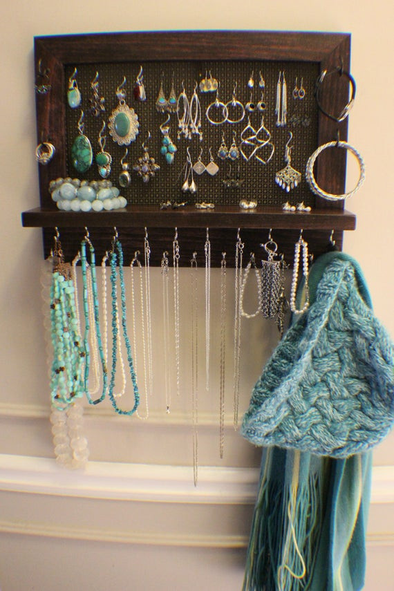 DIY Wall Mounted Jewelry Organizer
 Stained Wall Mounted Jewelry Organizer Wall Organizer