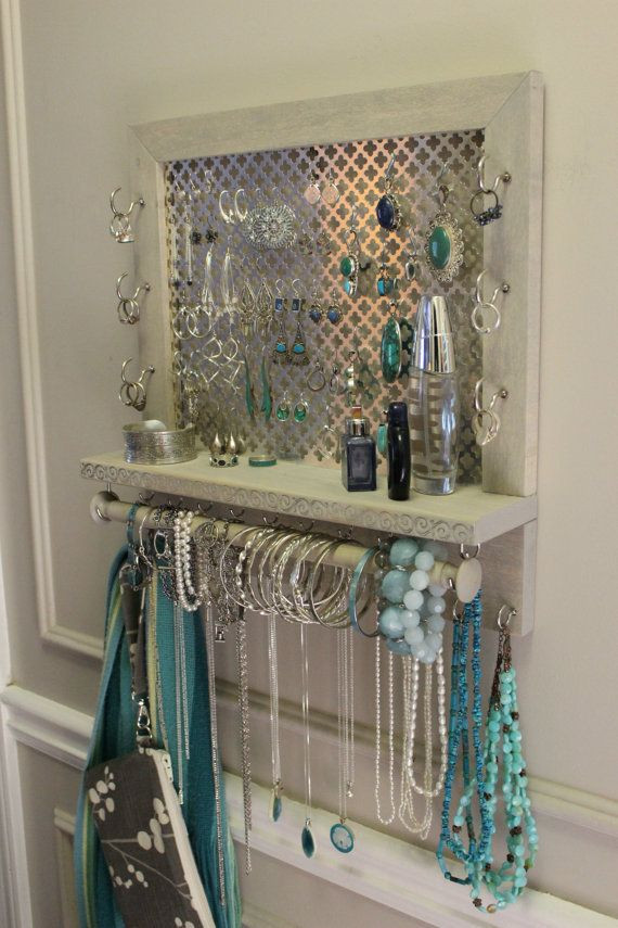 DIY Wall Mounted Jewelry Organizer
 Pin by Kristen Lotsman on For The Home