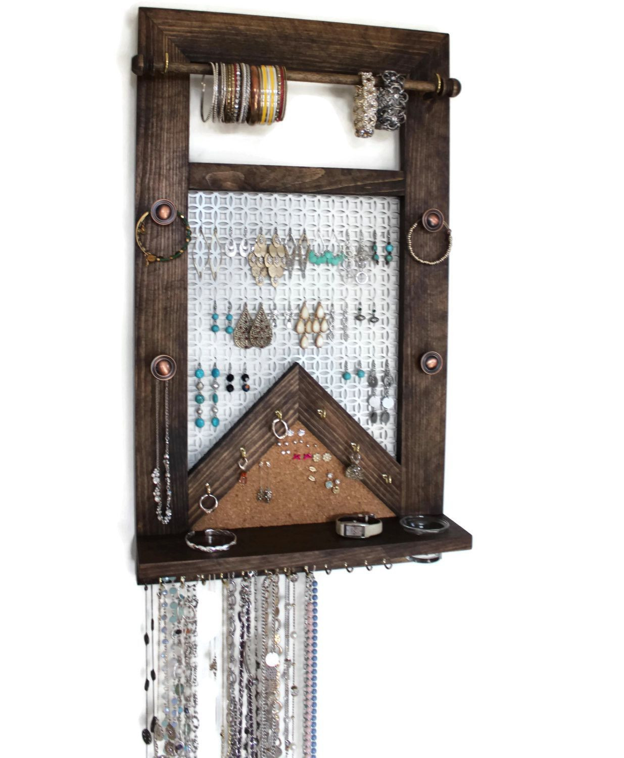 DIY Wall Mounted Jewelry Organizer
 Reverse Ultimate All in e Jewelry Organizer Wooden