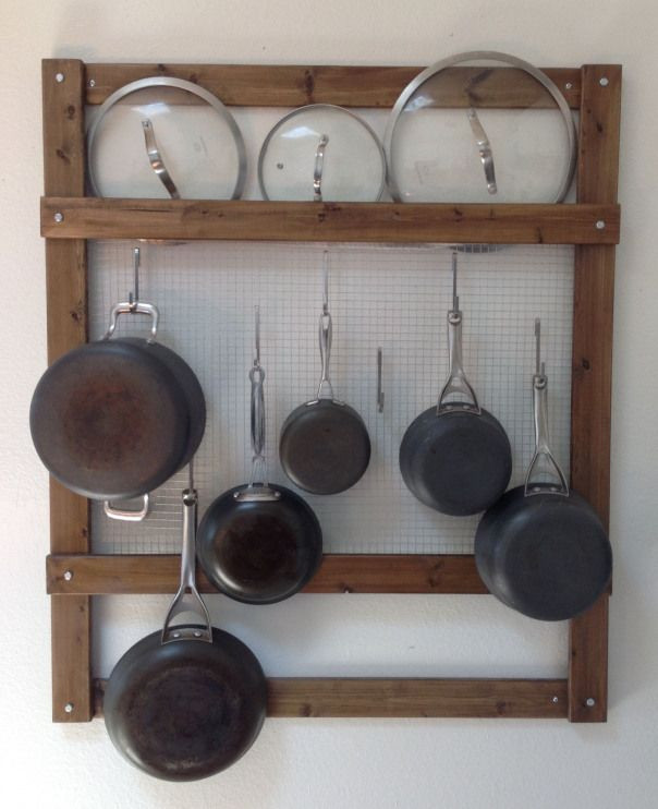 DIY Wall Pot Rack
 Super simple DIY wall pot rack Used about $15 worth of