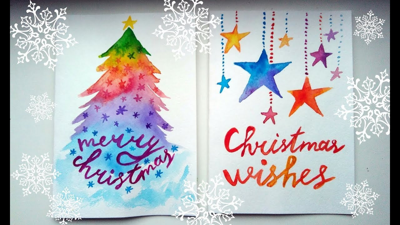 DIY Watercolor Christmas Cards
 DIY Easy Christmas Cards Ideas Watercolour Tutorials