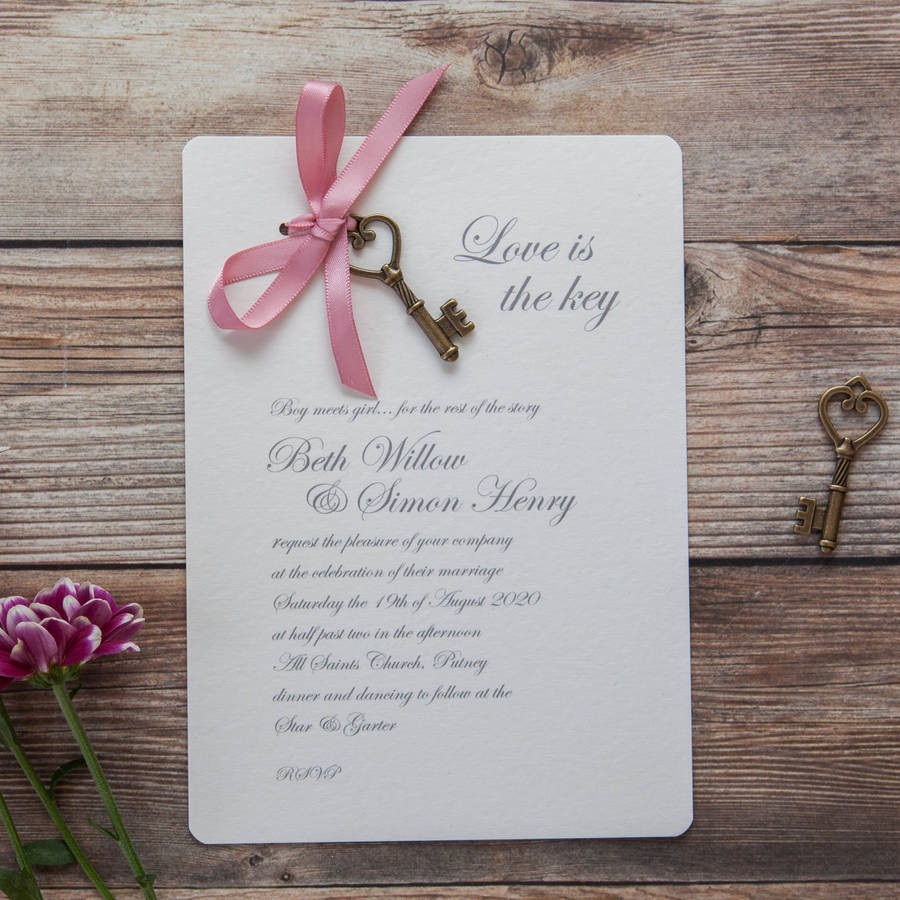 DIY Wedding Announcement
 love Is The Key Diy Wedding Invitation Pack By Wedding