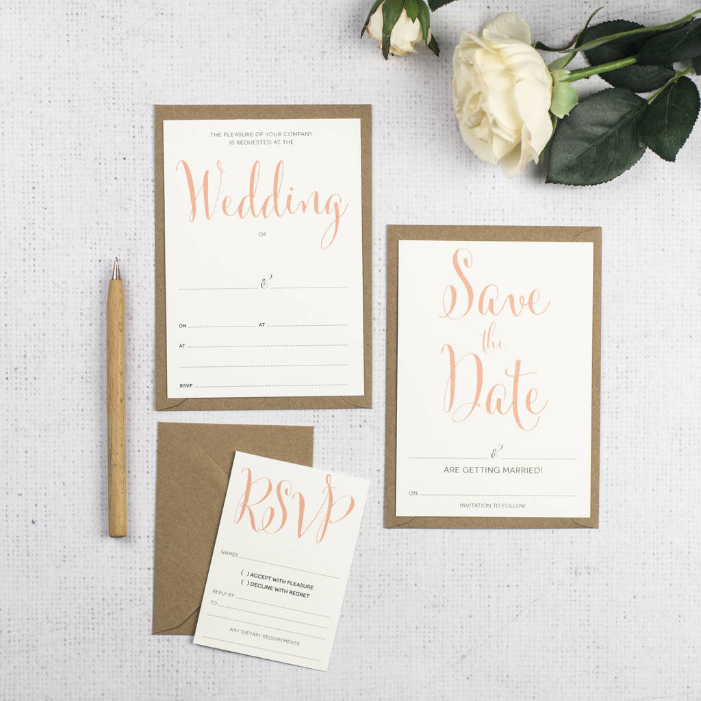 DIY Wedding Announcement
 calligraphy script diy wedding invitation set by russet