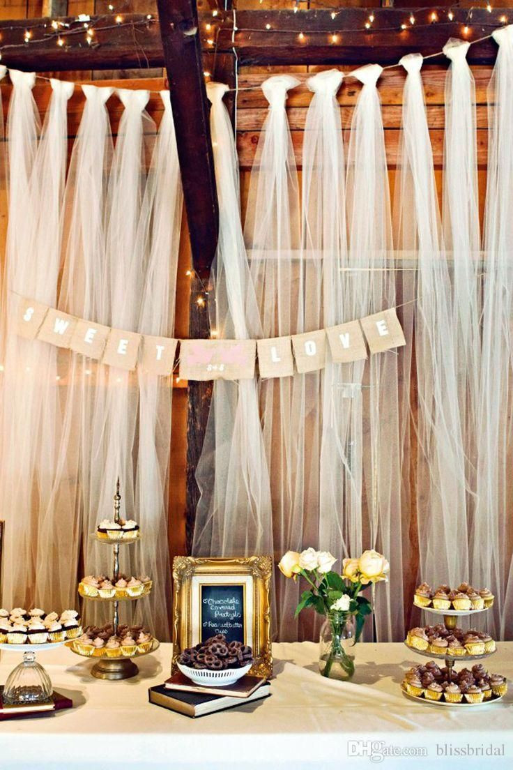 DIY Wedding Backdrops Ideas
 Easy DIY tulle buffet backdrop wedding decoration