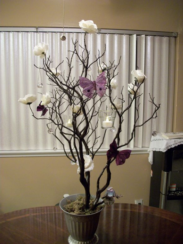 DIY Wedding Centerpieces With Branches
 DIY Manzanita Tree Centerpiece wedding butterfly hanging