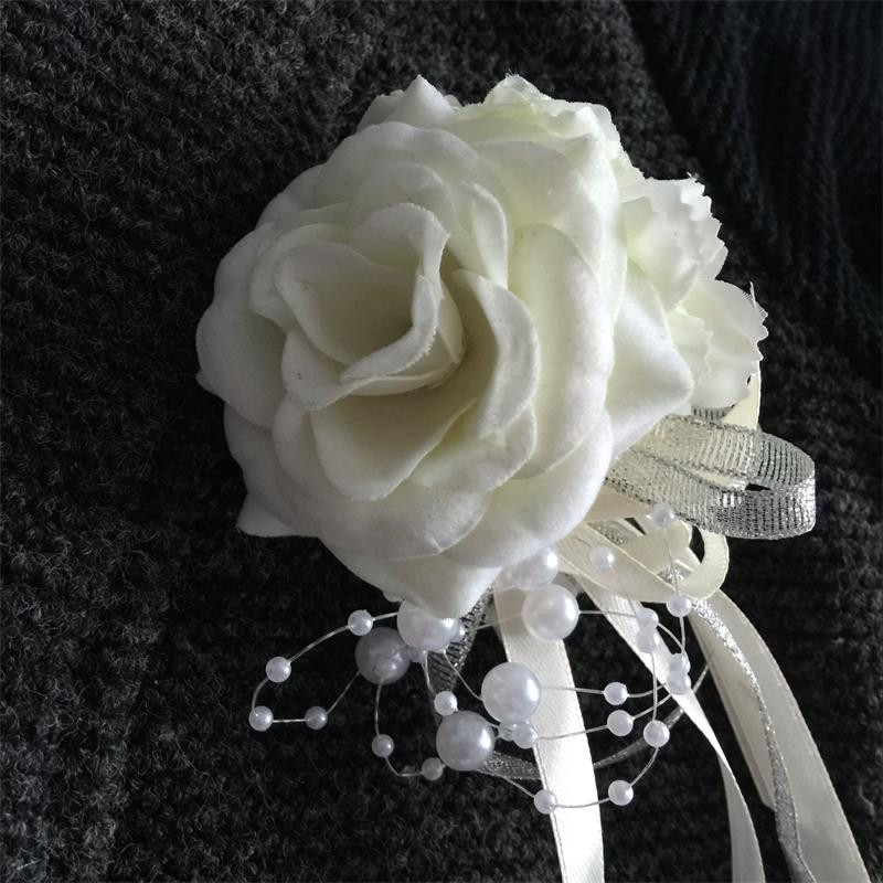 DIY Wedding Corsage
 DIY Groom Boutonniere Bride wrist Corsage Prom Ivory