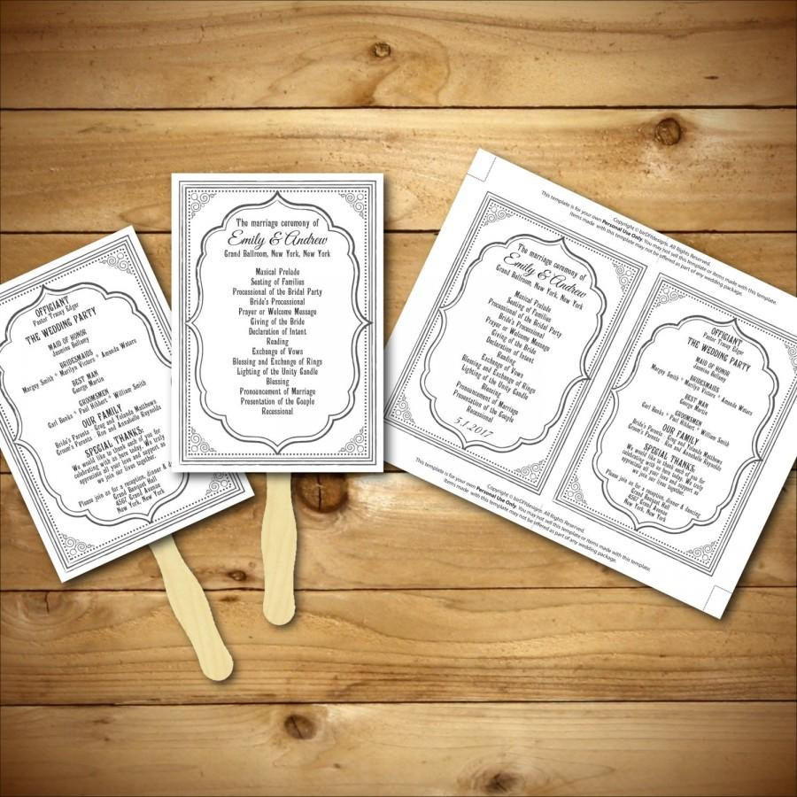 DIY Wedding Fan
 Wedding Program Template Printable Wedding Program DIY