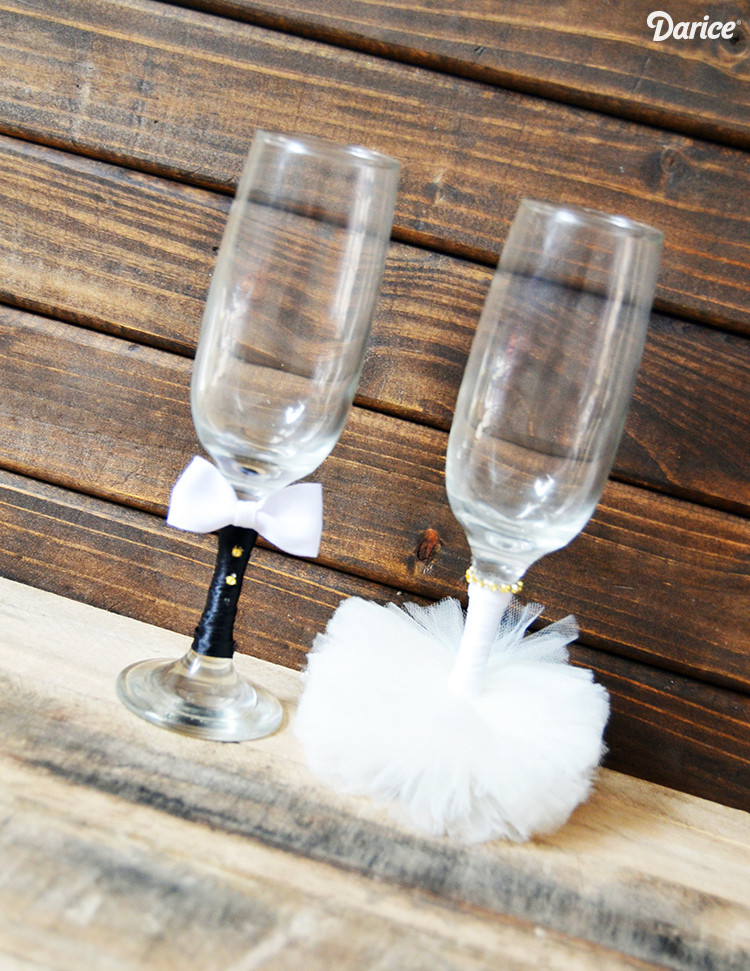 DIY Wedding Glasses
 Wedding Crafts DIY Bride and Groom Glasses Darice