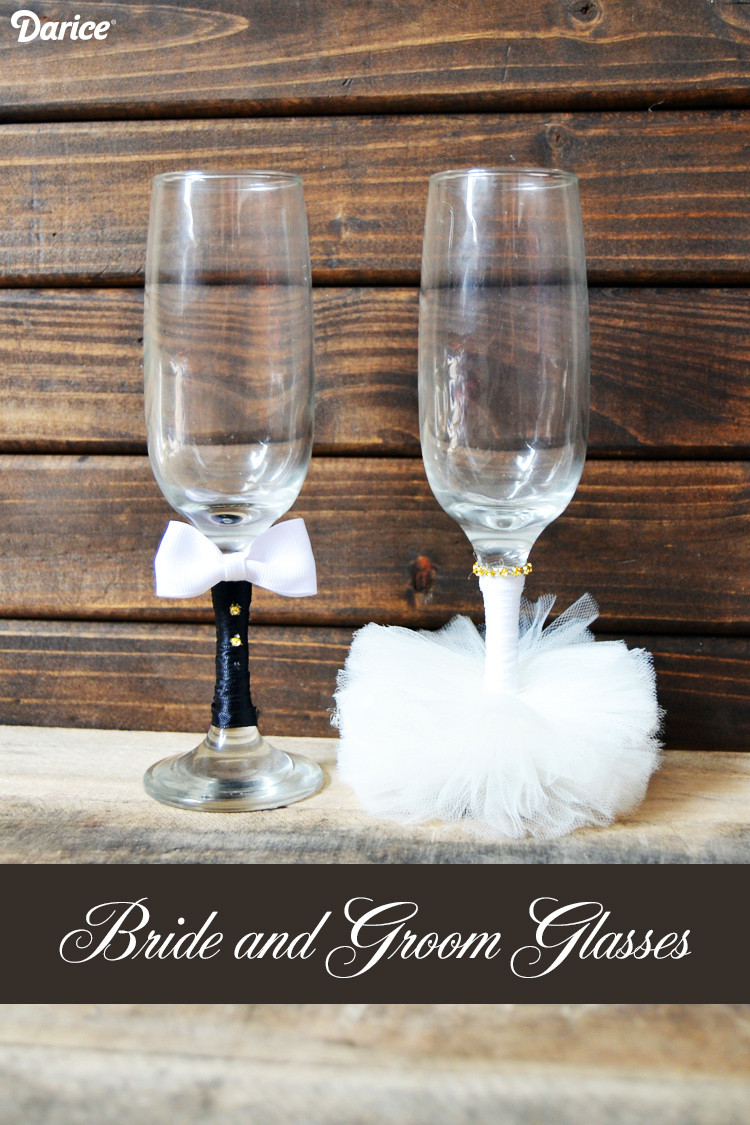 DIY Wedding Glasses
 Wedding Crafts DIY Bride and Groom Glasses Darice