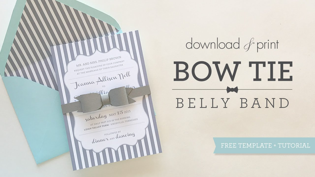 DIY Wedding Invitation Belly Band
 Bowtie Belly Band