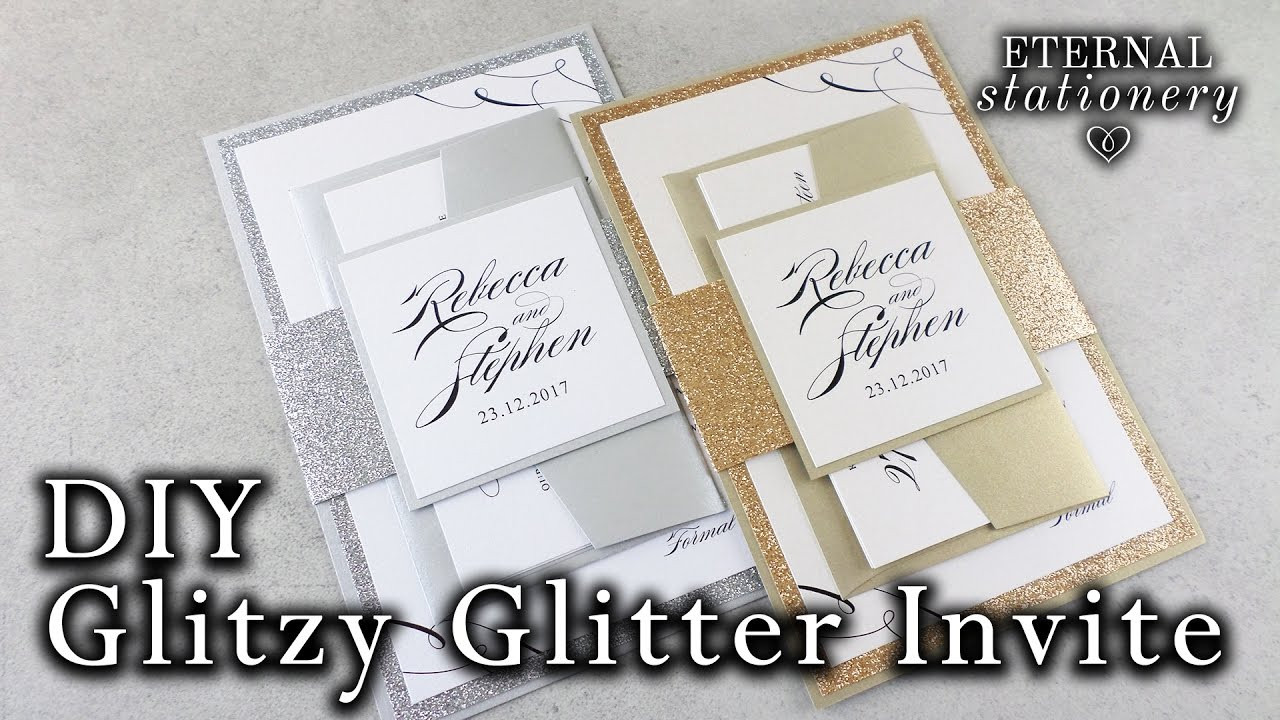 DIY Wedding Invitation Belly Band
 How to make elegant glitter wedding invitations with belly