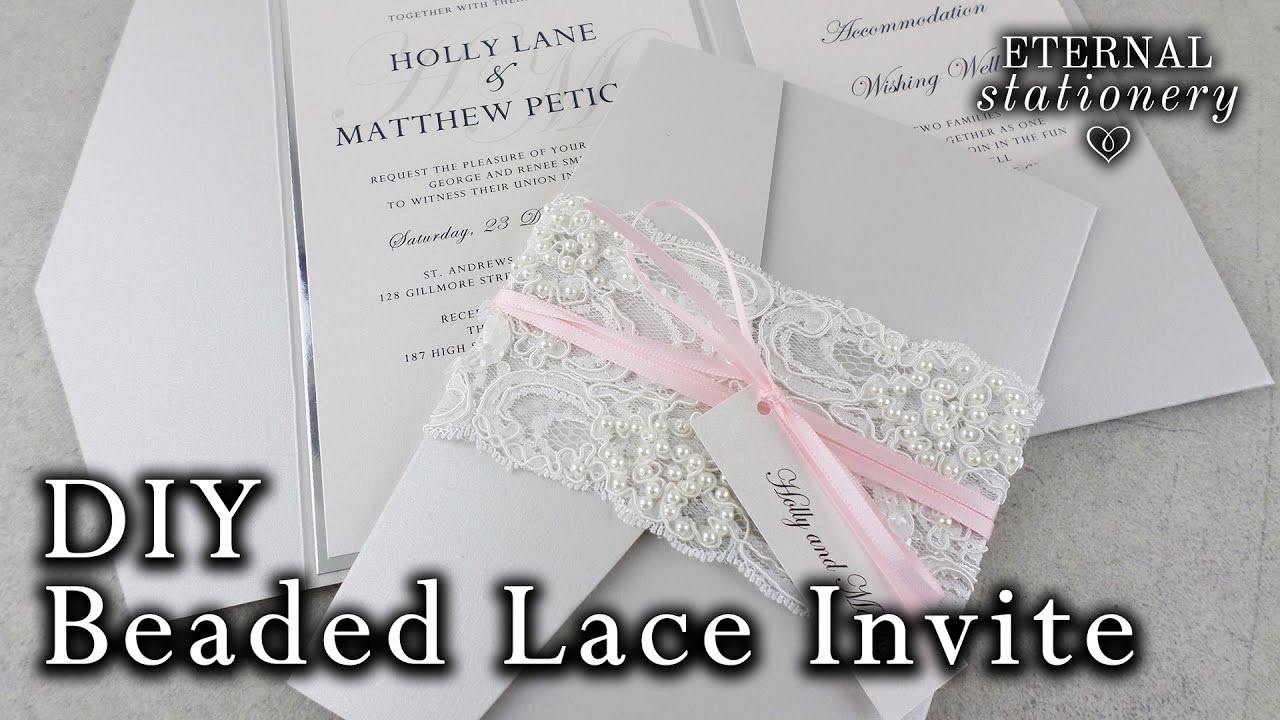 DIY Wedding Invitation Belly Band
 How to make a beaded lace pocket invitation