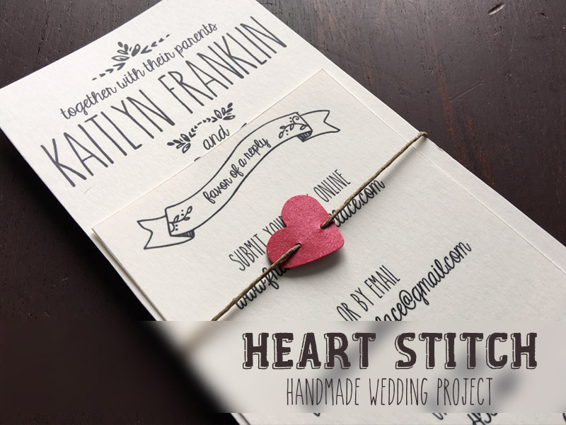 DIY Wedding Invitation Belly Band
 Handmade Heart Stitch Belly Band