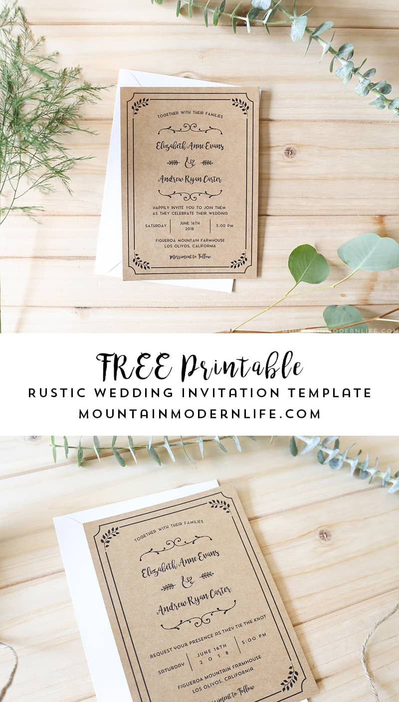 DIY Wedding Invitation Templates
 FREE Printable Wedding Invitation Template