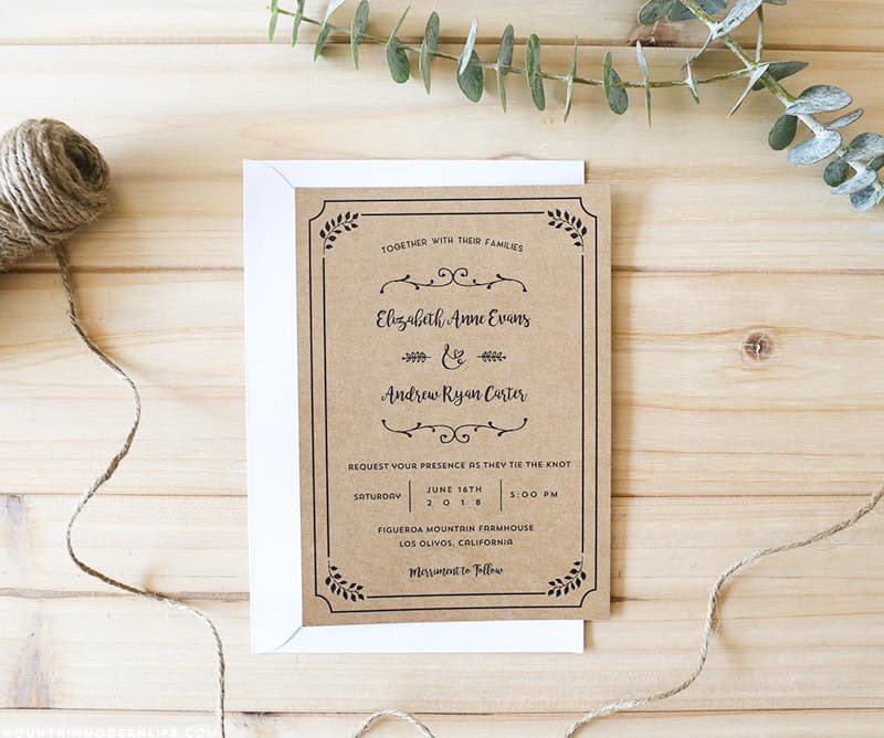 DIY Wedding Invite Templates Free
 Whimsical Rustic DIY Wedding Invitation Set