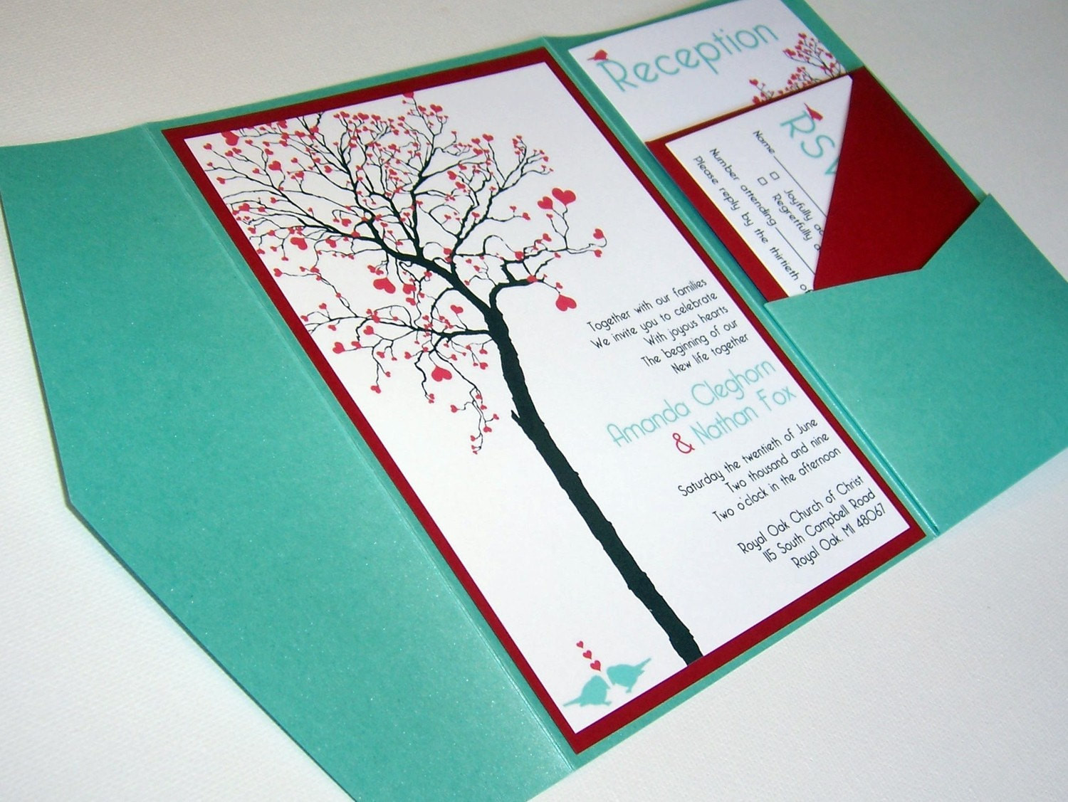 DIY Wedding Invite Templates
 Wedding Invitation DIY Pocketfold Heart Tree Printable