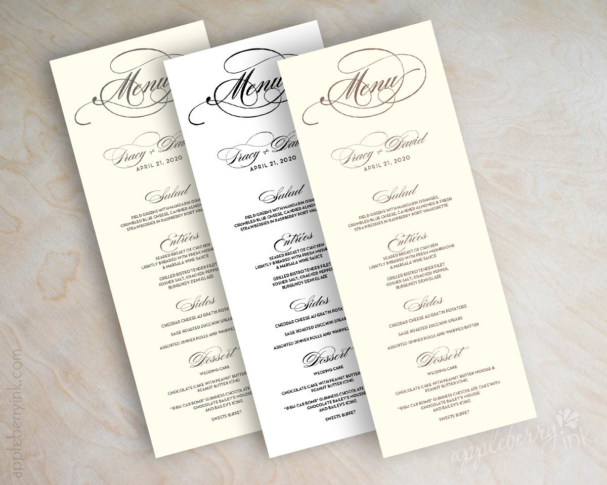 DIY Wedding Menu Card
 Wedding menu card printable wedding menu diy wedding menu