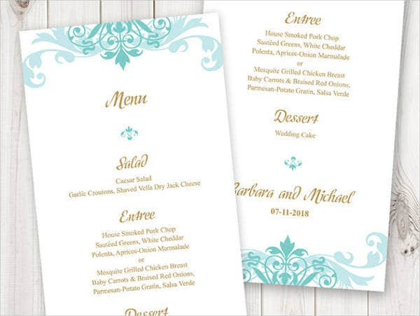 DIY Wedding Menu Card
 58 Wedding Menu Sample Designs & Templates PSD AI