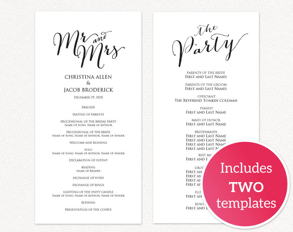 DIY Wedding Programs Templates
 DIY Wedding Templates · Wedding Templates and Printables