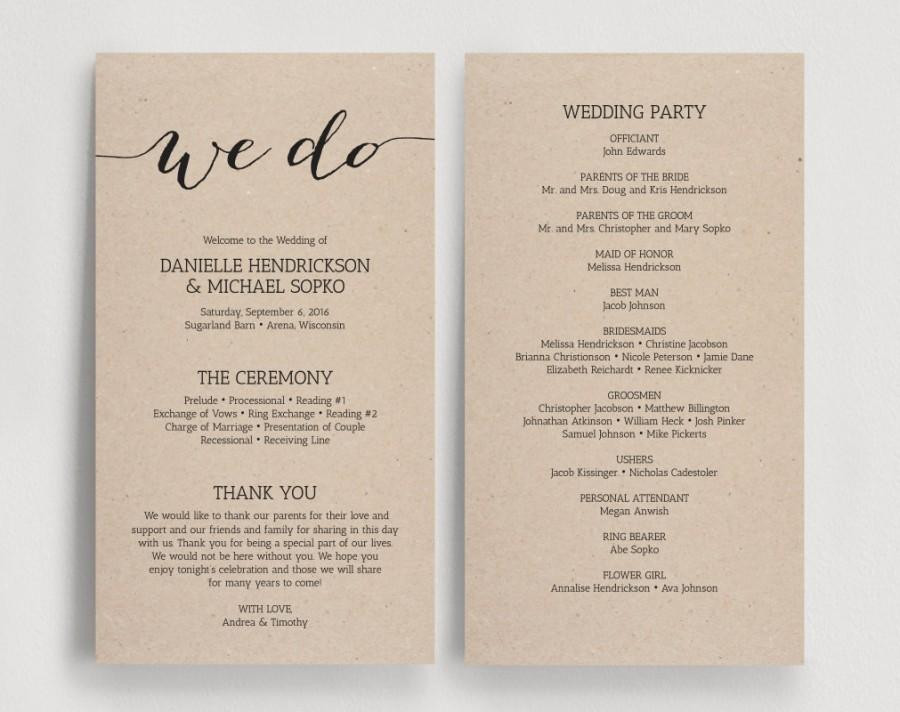 DIY Wedding Programs Templates
 Wedding Programs Printable Template Printable Program