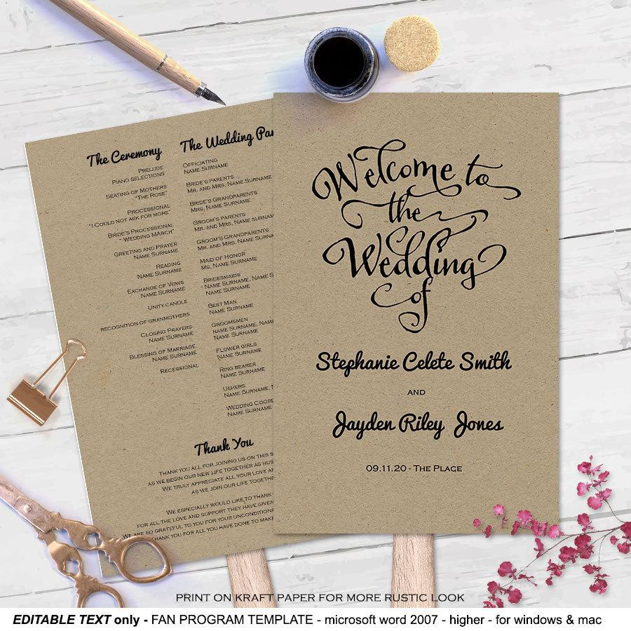 DIY Wedding Programs Templates
 Modern Rustic DIY Wedding Program Fan Template