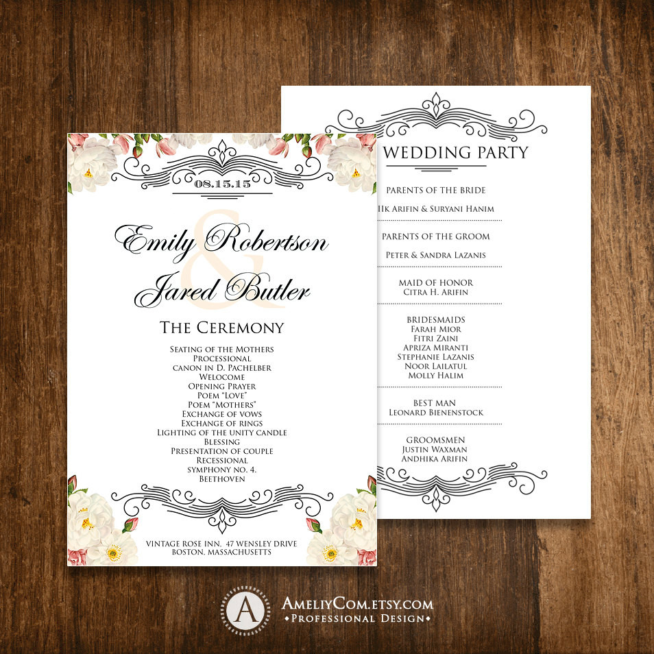 DIY Wedding Programs Templates
 Printable Wedding Programs EDITABLE Template DIY Instant