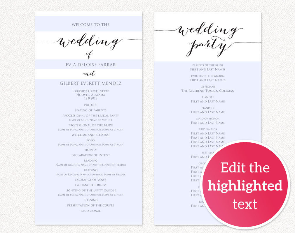 DIY Wedding Programs Templates
 Wedding Programs · Wedding Templates and Printables