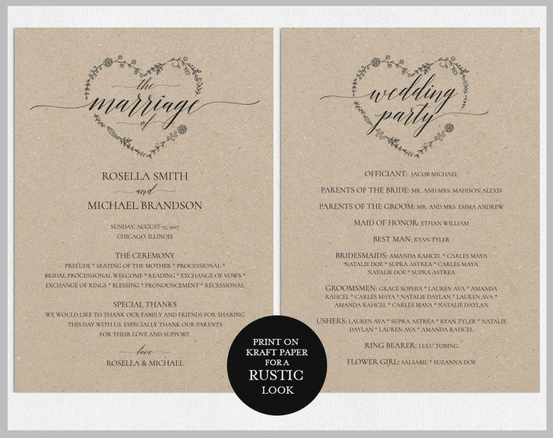 DIY Wedding Programs Templates
 14 Wedding Program Templates PSD AI