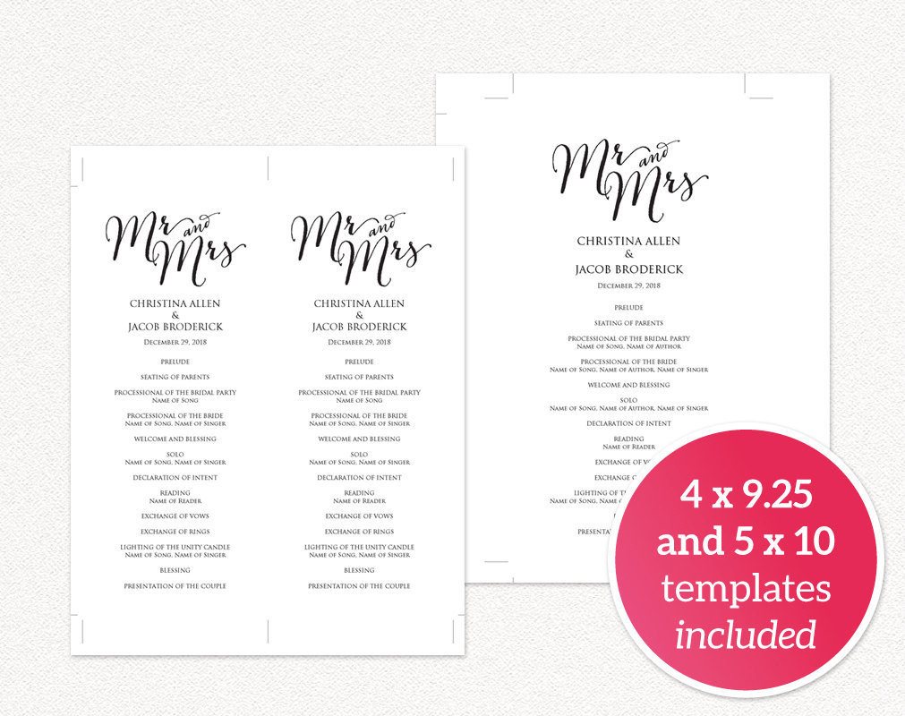 DIY Wedding Programs Templates
 DIY Wedding Templates · Wedding Templates and Printables