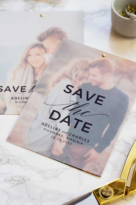 DIY Wedding Save The Dates
 Picture a chic save the date with matte paper on top