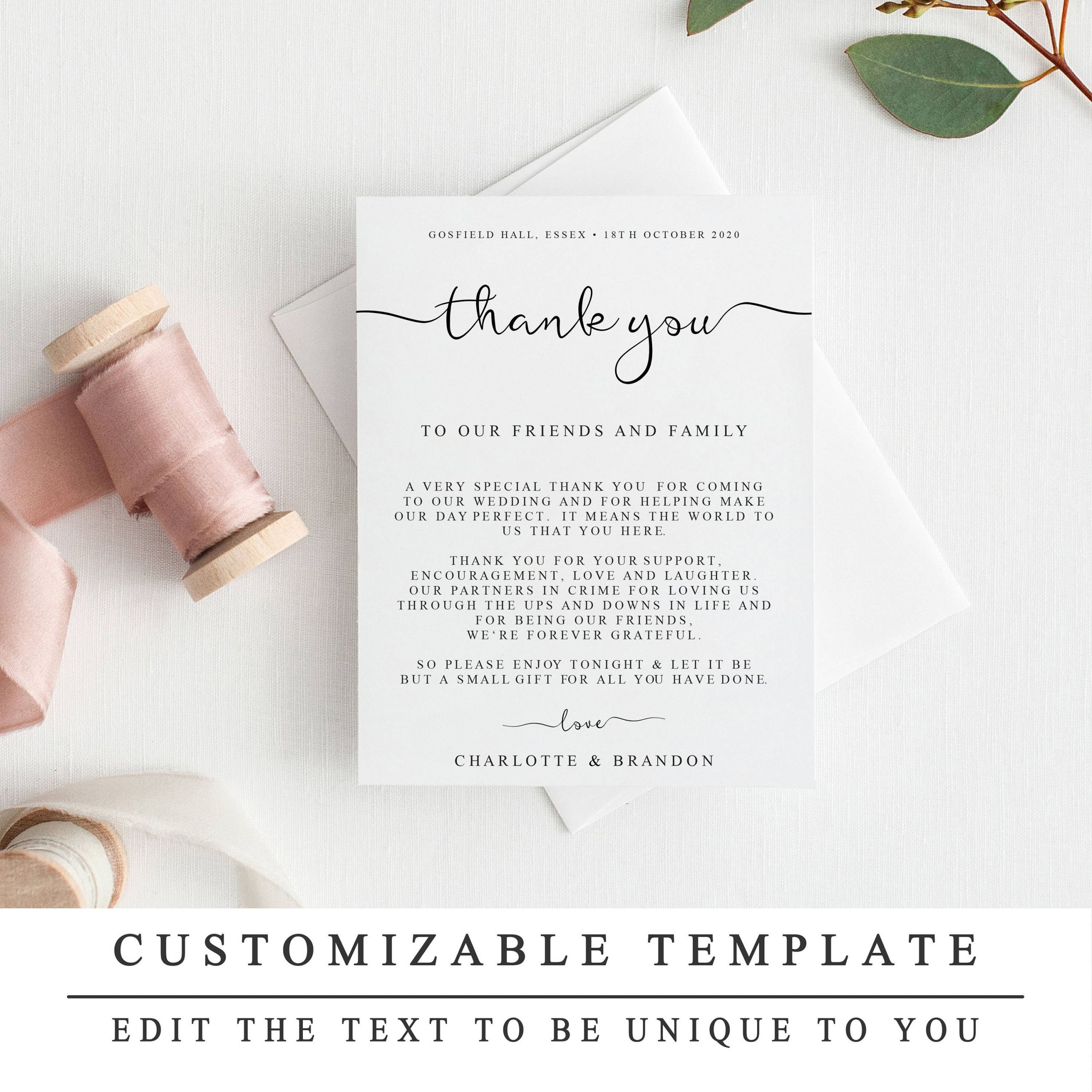 DIY Wedding Thank You Cards
 DIY Thank You Card Template Wedding Thank You Cards