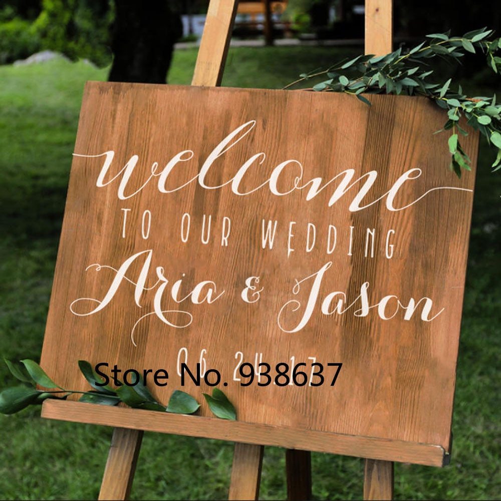 DIY Wedding Welcome Sign
 Simple Vinyl Wall Decal Stickers For Wedding Personalized