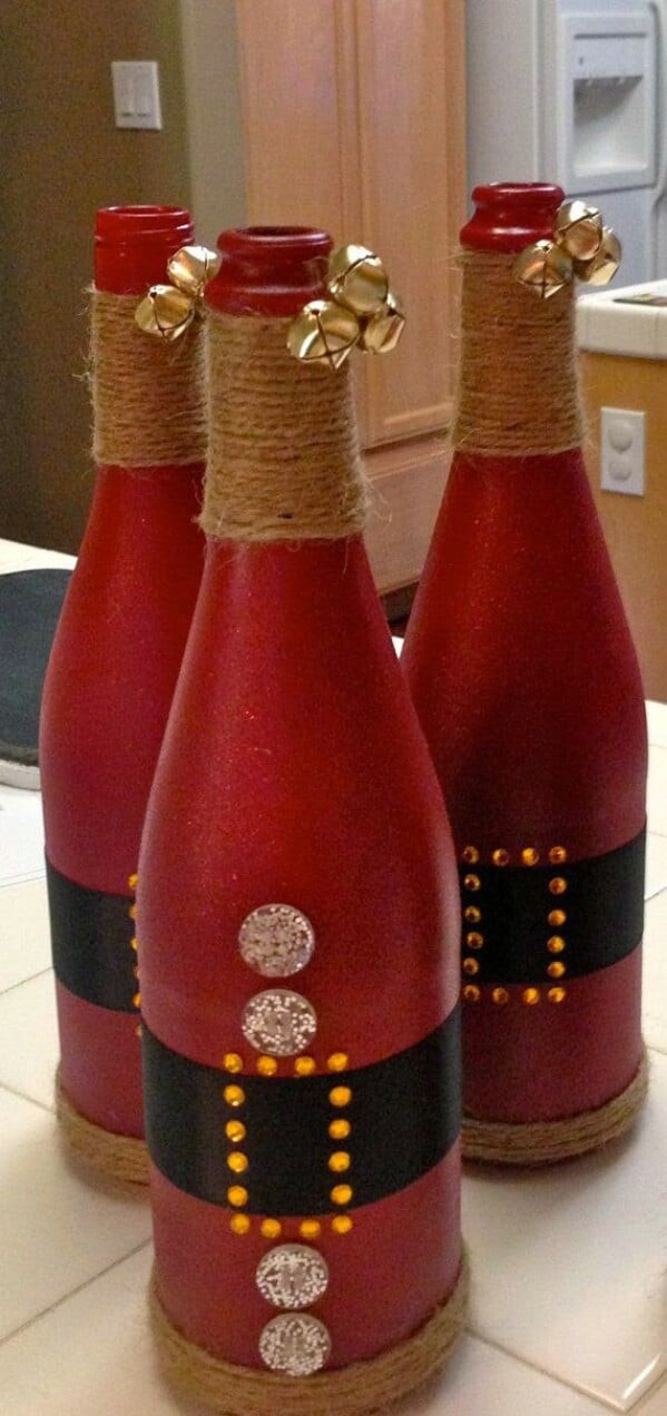 DIY Wine Bottle Christmas Decoration
 20 Festively Easy Wine Bottle Crafts For Holiday Home