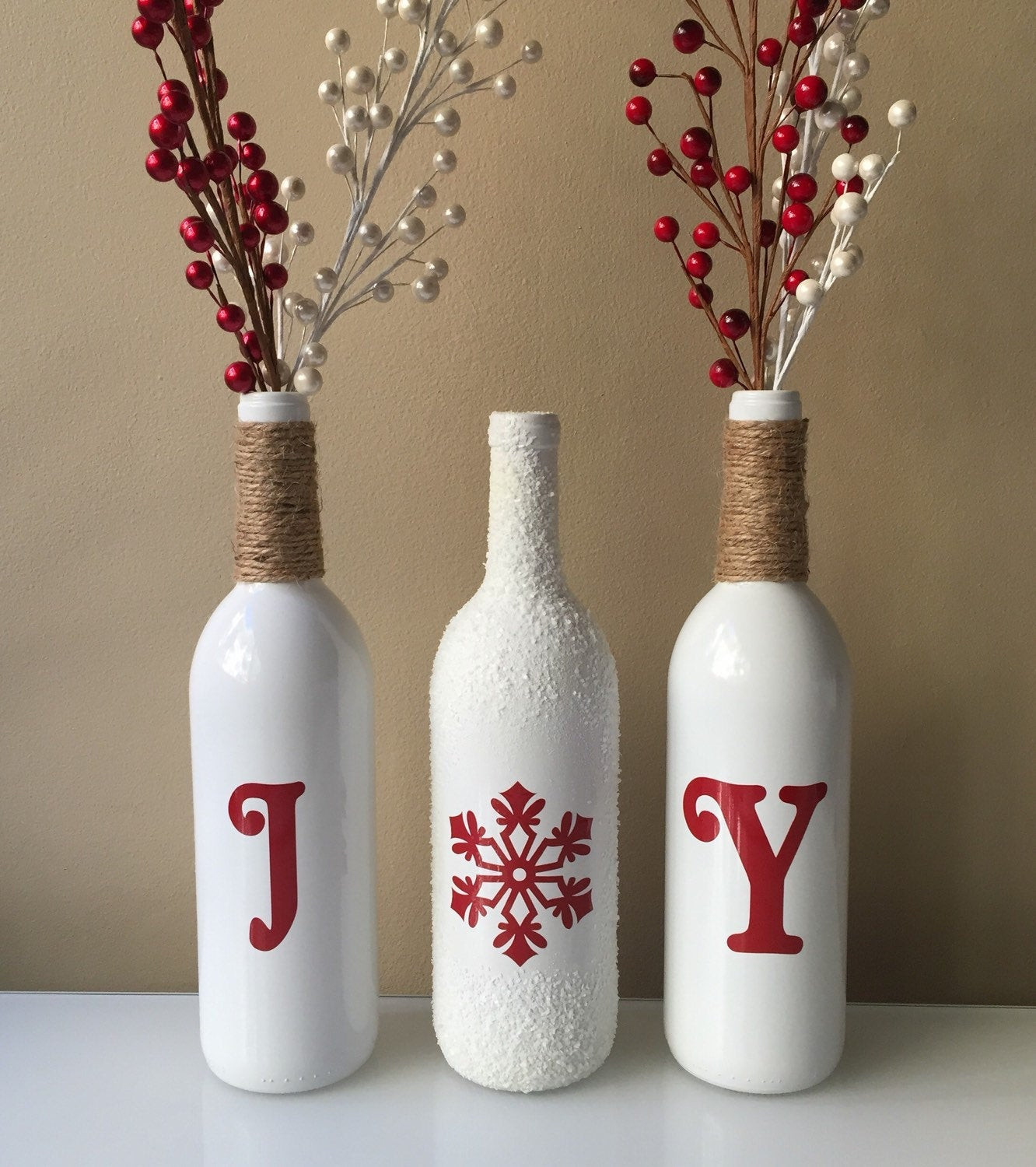 DIY Wine Bottle Christmas Decoration
 Joy Wine Bottles Christmas Decorations Snow Wine Bottles
