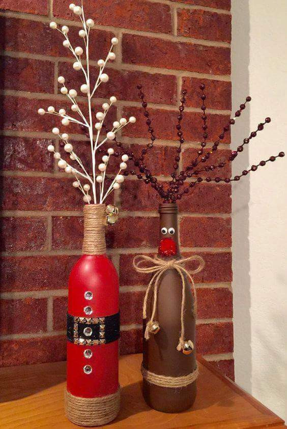 DIY Wine Bottle Christmas Decoration
 65 Artistic DIY Christmas Crafts for Christmas Home