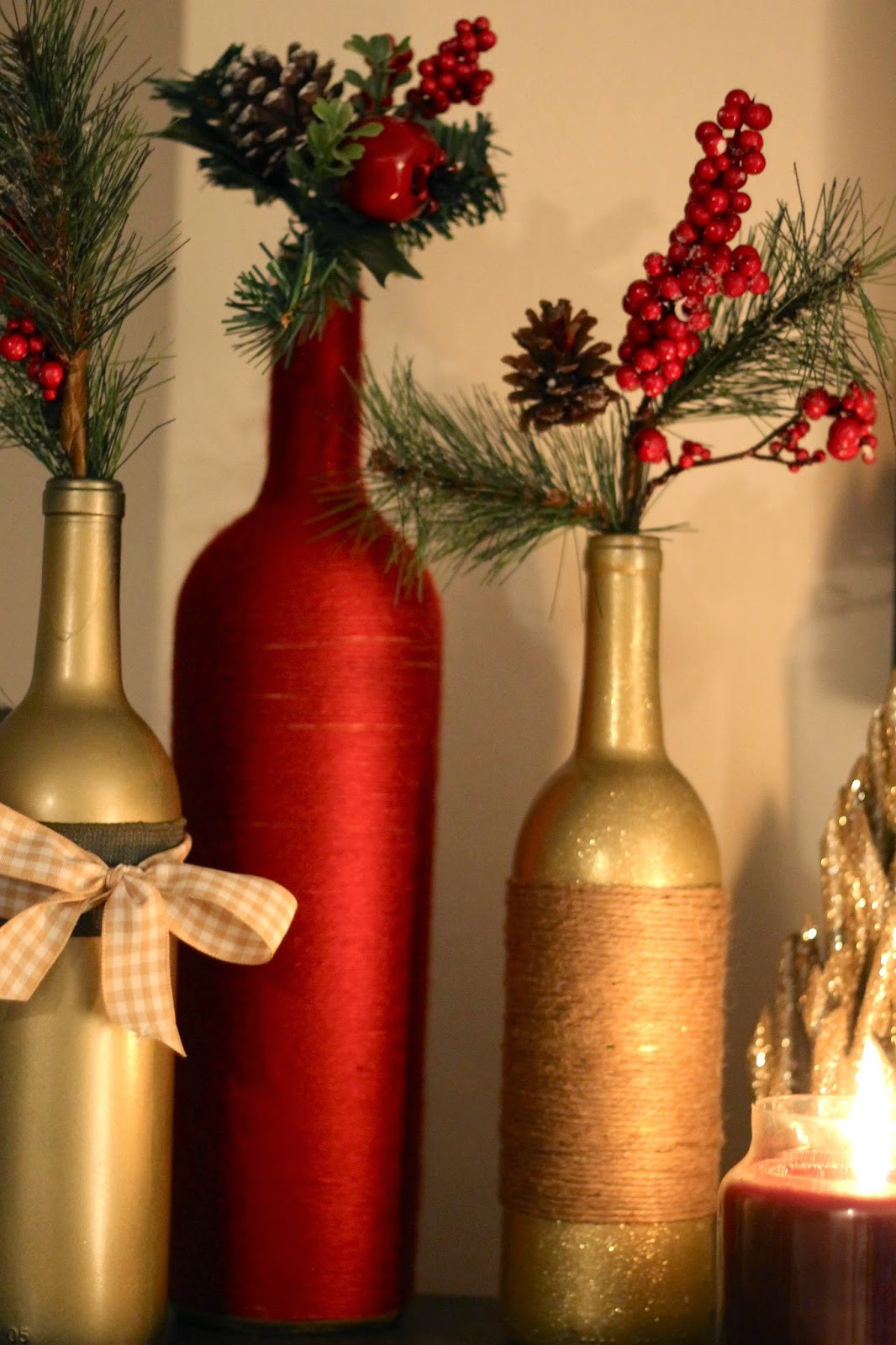DIY Wine Bottle Christmas Decoration
 DIY Holiday Wine Bottles Pretty in the Pines North