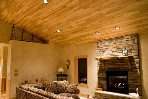DIY Wood Ceiling Panels
 Wood paneled ceiling Spotlats