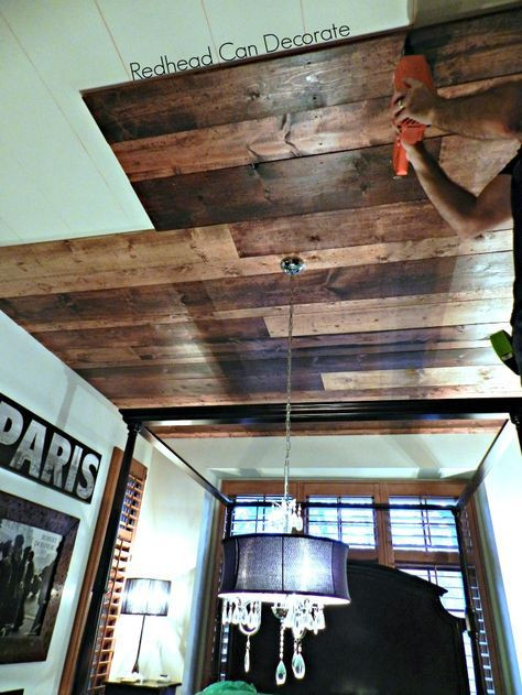 DIY Wood Ceiling Panels
 DIY Wood Planked Ceiling