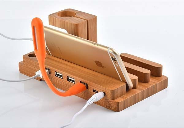 DIY Wood Charging Station
 The Wooden Charging Station Boasts Integrated Apple Watch