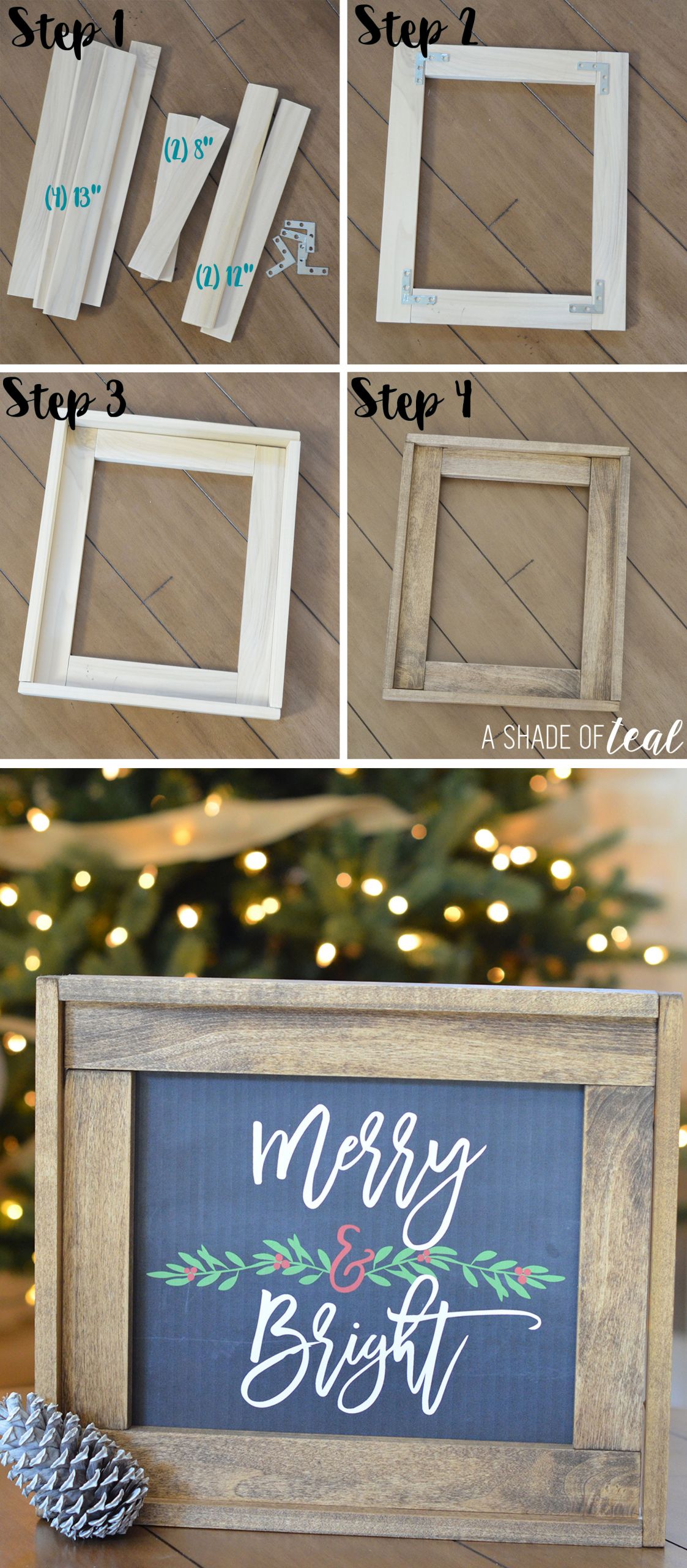 DIY Wood Frame
 Christmas Mantle Update How to make a Rustic Wood Frame