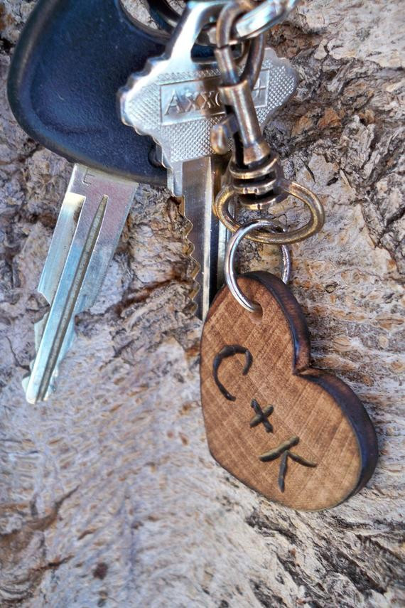 DIY Wood Gifts For Him
 Items similar to Personalized small wood heart keychain