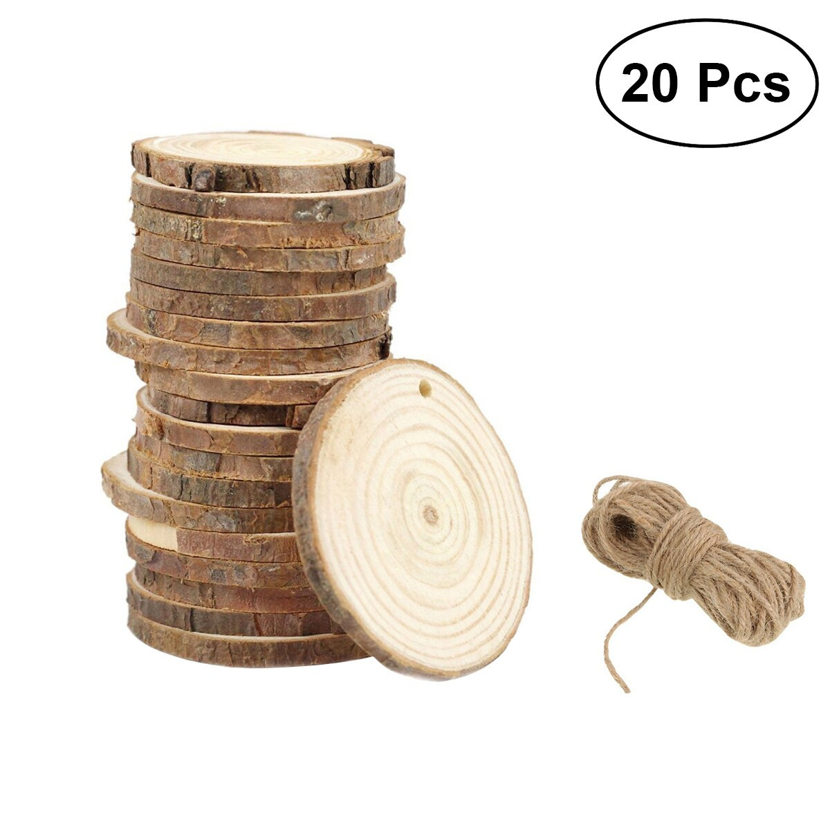 DIY Wood Slices For Wedding
 20pcs Wood Log Slices Discs Round Wooden Slices Circles