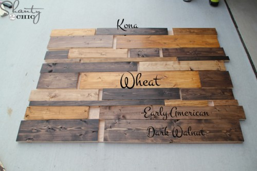 DIY Wood Stain Colors
 DIY Planked Headboard Shanty 2 Chic
