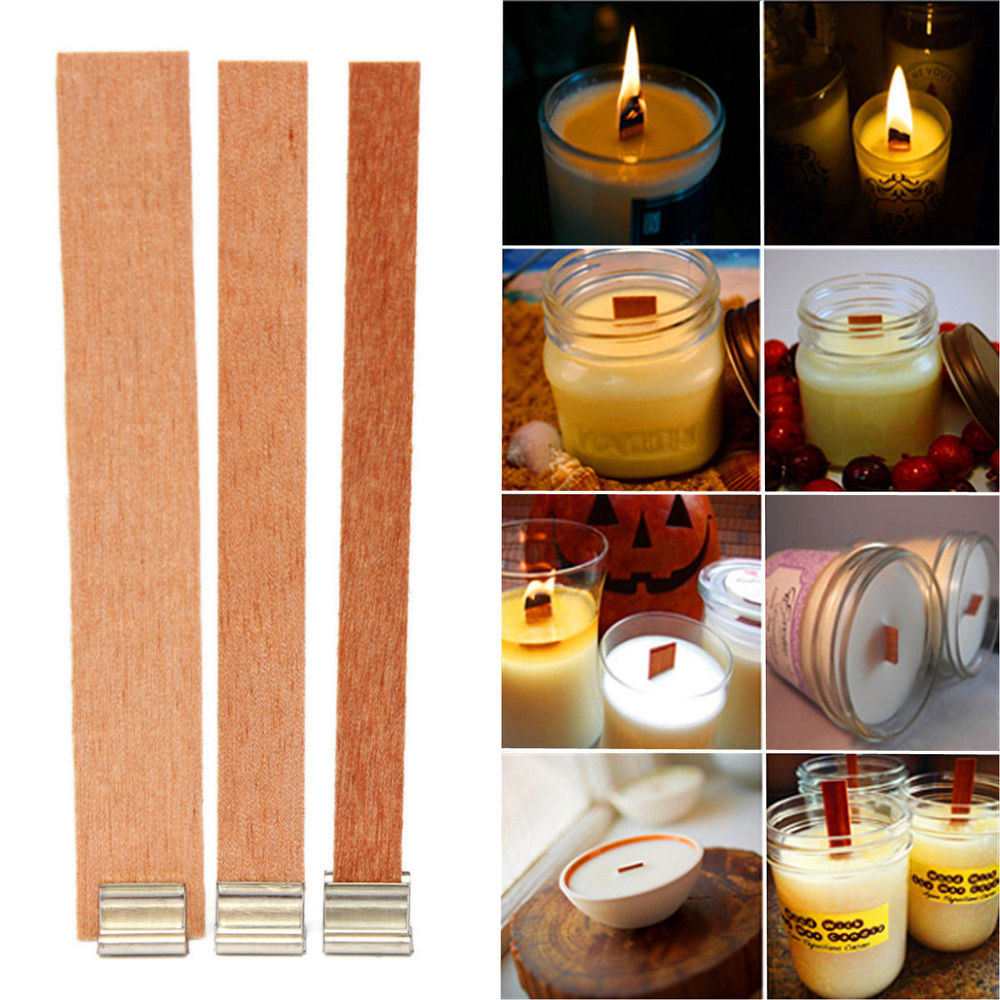 DIY Wood Wick Candles
 40 Pcs Wooden Wick Candle Core Sustainers Tab DIY Candle