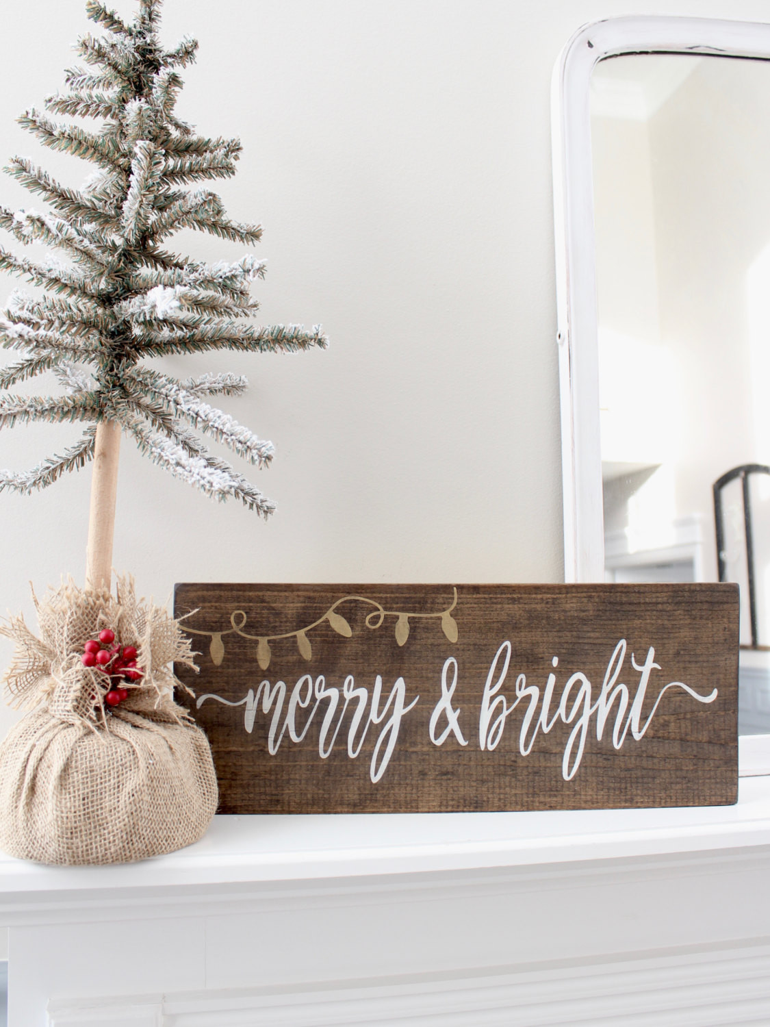 DIY Wooden Christmas Signs
 Christmas Wood Stained Sign Rustic Holiday Sign Decor by