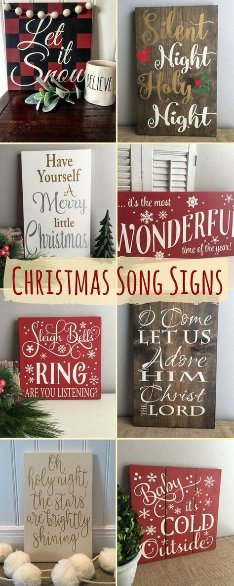 DIY Wooden Christmas Signs
 Christmas Song Signs Home Decor