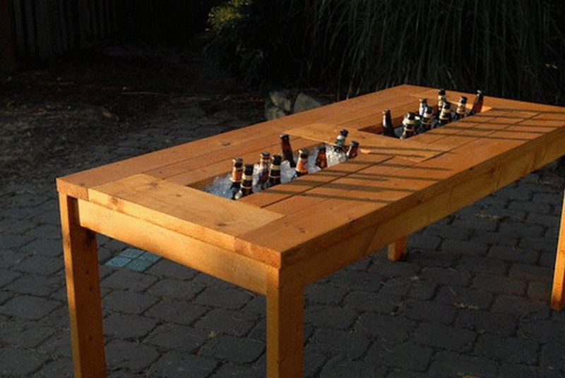 DIY Wooden Patio Table
 DIY Patio Table with Built in Beer Wine Coolers
