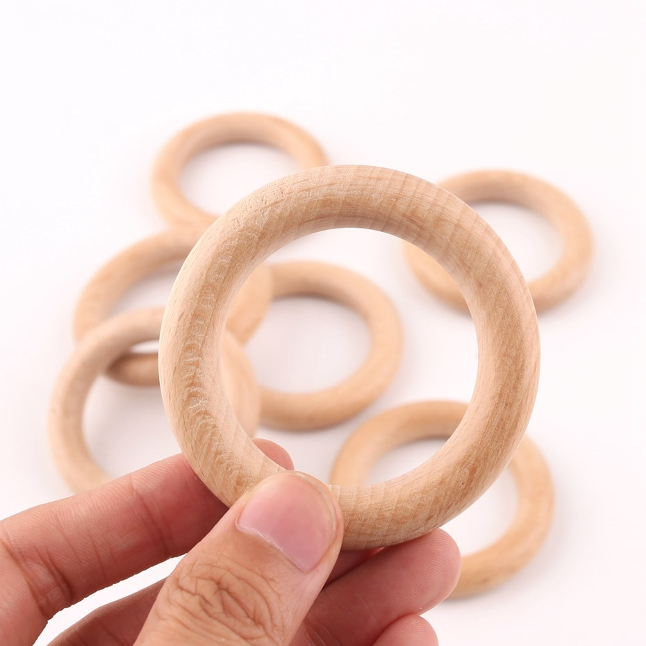 DIY Wooden Teething Ring
 5pc 60mm Unfinished Wood Teething Rings BPA Free Beech